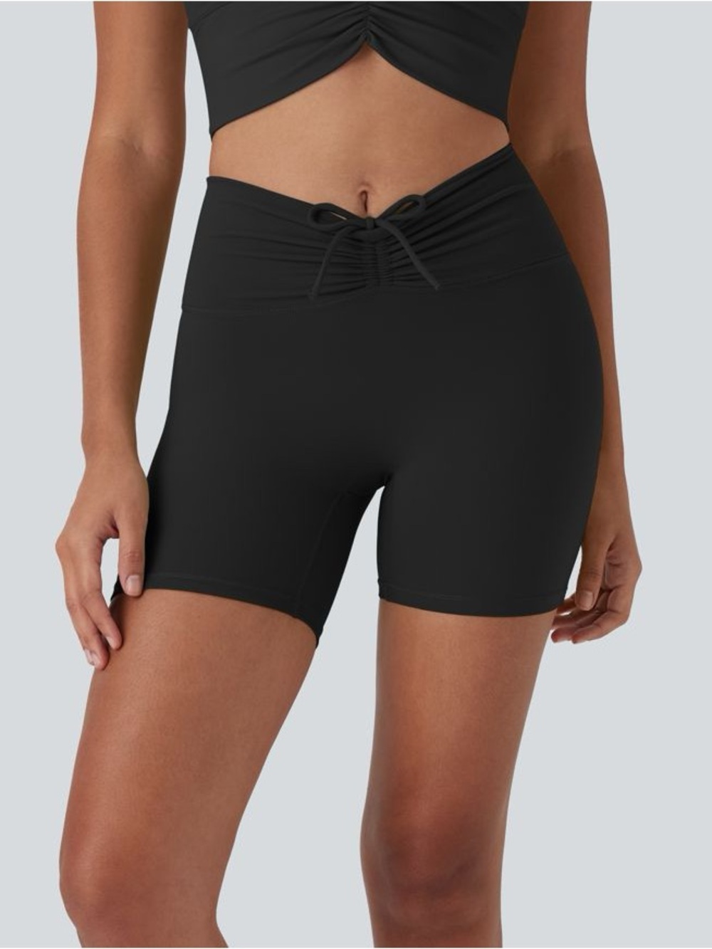 Halara UltraSculpt™ High Waisted Drawstring Ruched Yoga Shorts 5'' medium